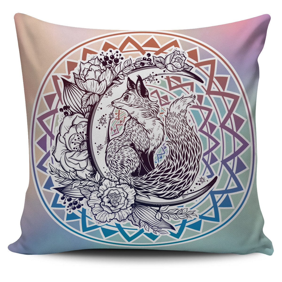 Fox Floral Pillow Case Set (LG: 17.7"X17.7")