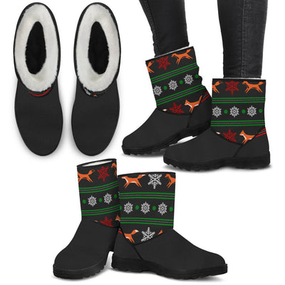 Christmas Fox Faux Fur Boots - So Cute