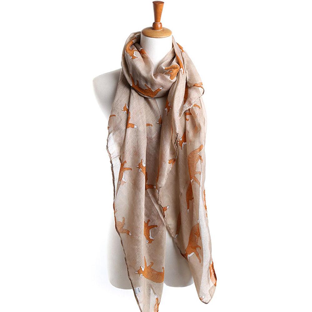 Long Soft Fox Printed Scarf