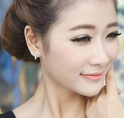 Silver Plated Elegant Fox Stud Earring