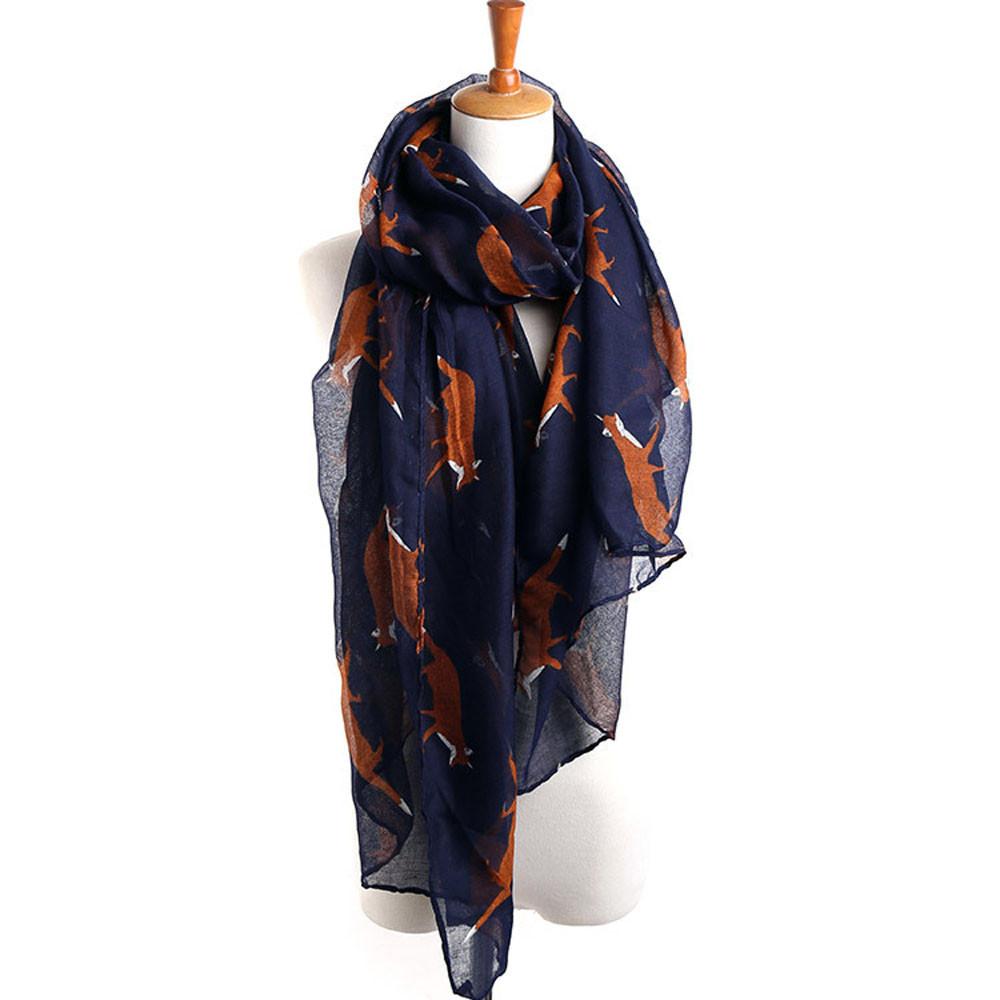 Long Soft Fox Printed Scarf