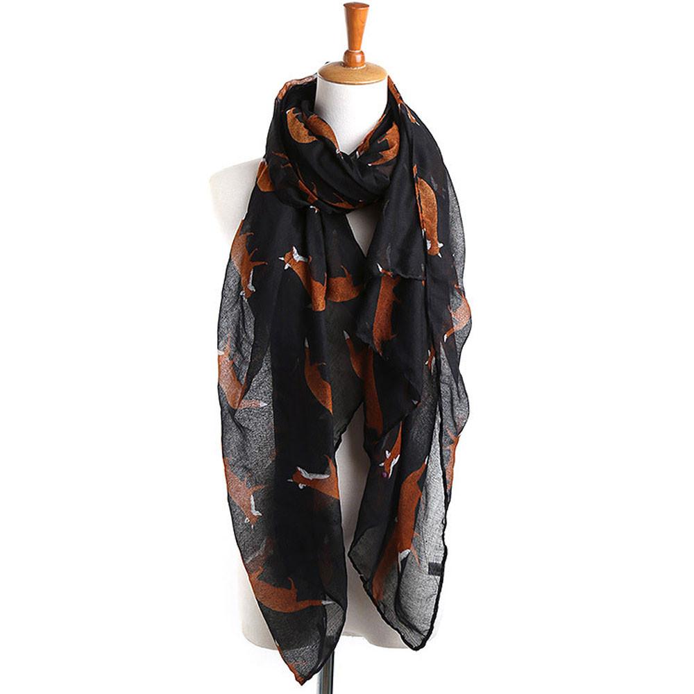Long Soft Fox Printed Scarf