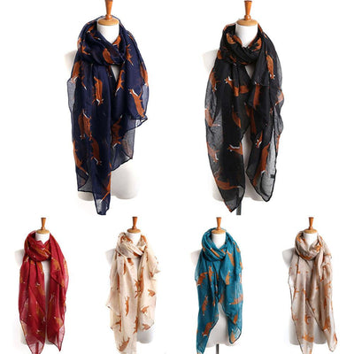 Long Soft Fox Printed Scarf