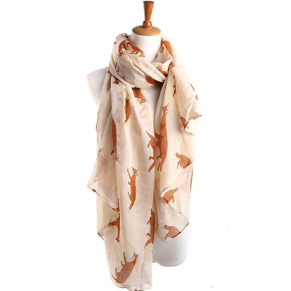 Long Soft Fox Printed Scarf