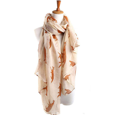 Long Soft Fox Printed Scarf