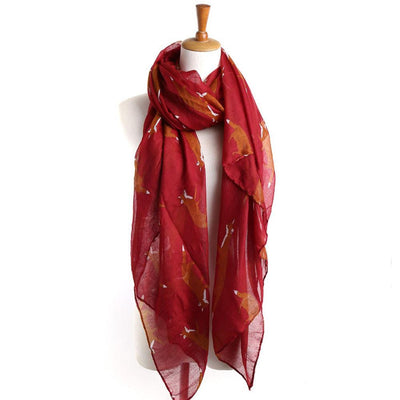 Long Soft Fox Printed Scarf