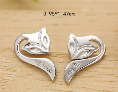 Silver Plated Elegant Fox Stud Earring