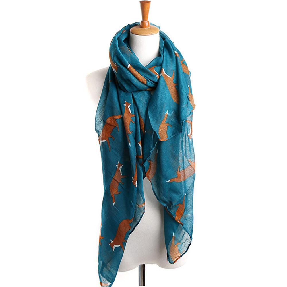 Long Soft Fox Printed Scarf